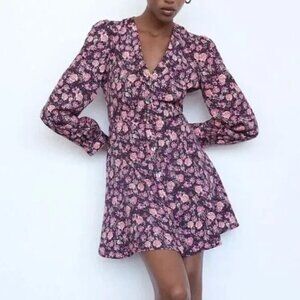 ZARA new without tags FLORAL PRINT DRESS - small